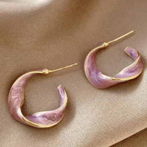 1 Pair Asymmetrical Geometric Twisted C-Shaped Dangle Earrings